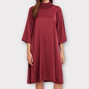 Saiph Women’s Dress Medium Swingy Trapeze Italy Burgundy Feminine